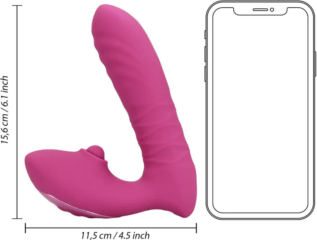 Thrusting and Tapping Vibrator Powerful Pink