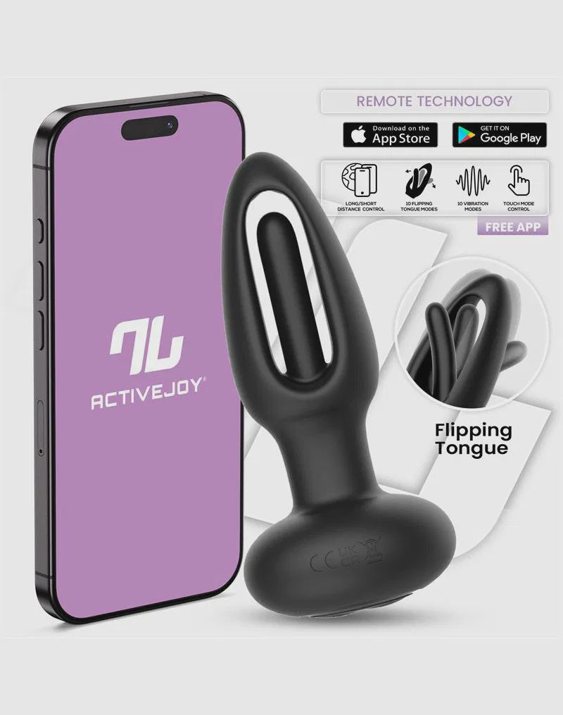 IY - Zack - Anale plug met bewegende tong (met app-bediening) - Zwart