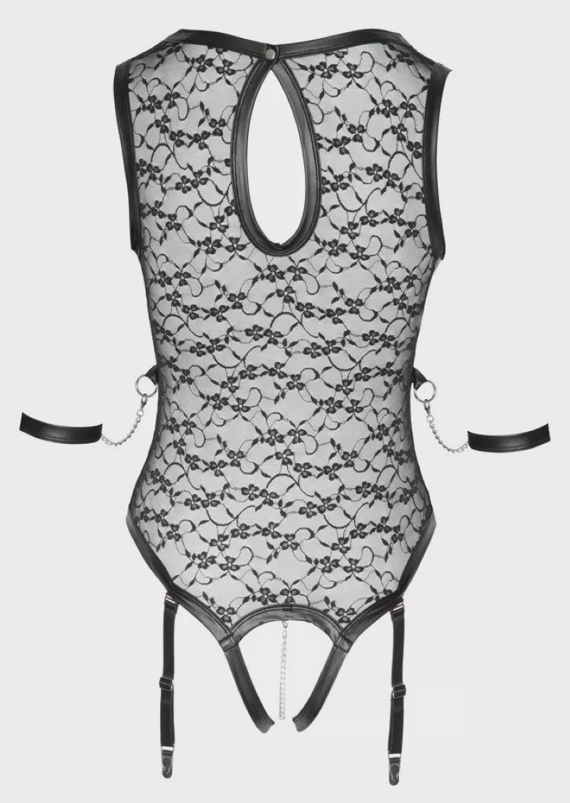 Kanten Jarretel Body - Zwart