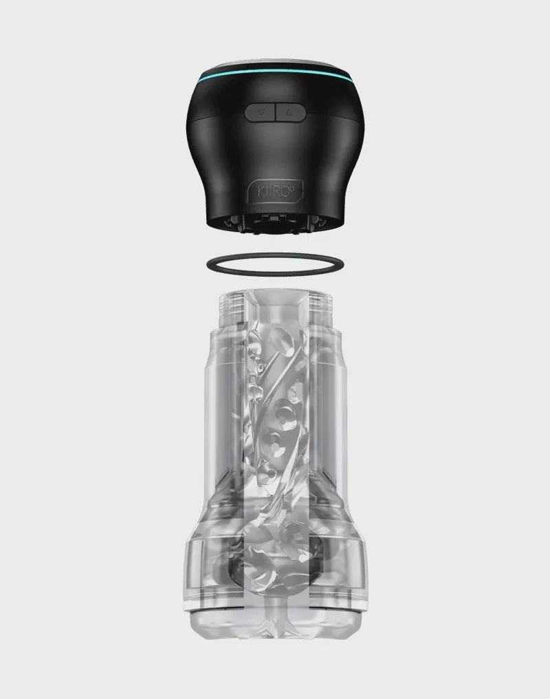 KIIROO  Feel Pocket Stroker Crystal + Powerblow Combo  Zwart/Transparant