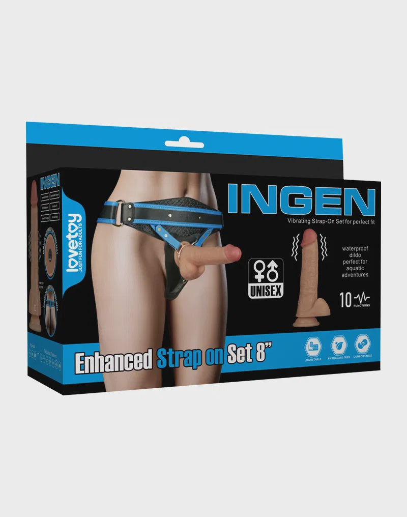 LoveToy - Ingen - Vibrating Enhanced Strap-on Set  8"/9"/9,5"/10" - Nude