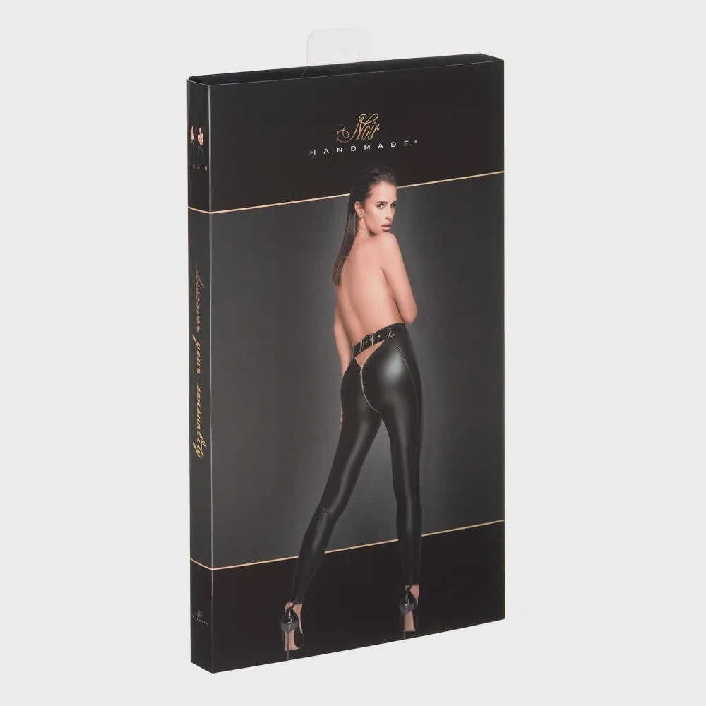 Legging Met Rits Kruis Riem Noir