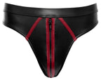 Svenjoyment Heren String/Thong met Rits – Zwart/Rood