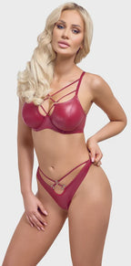 Red bra set wetlook
