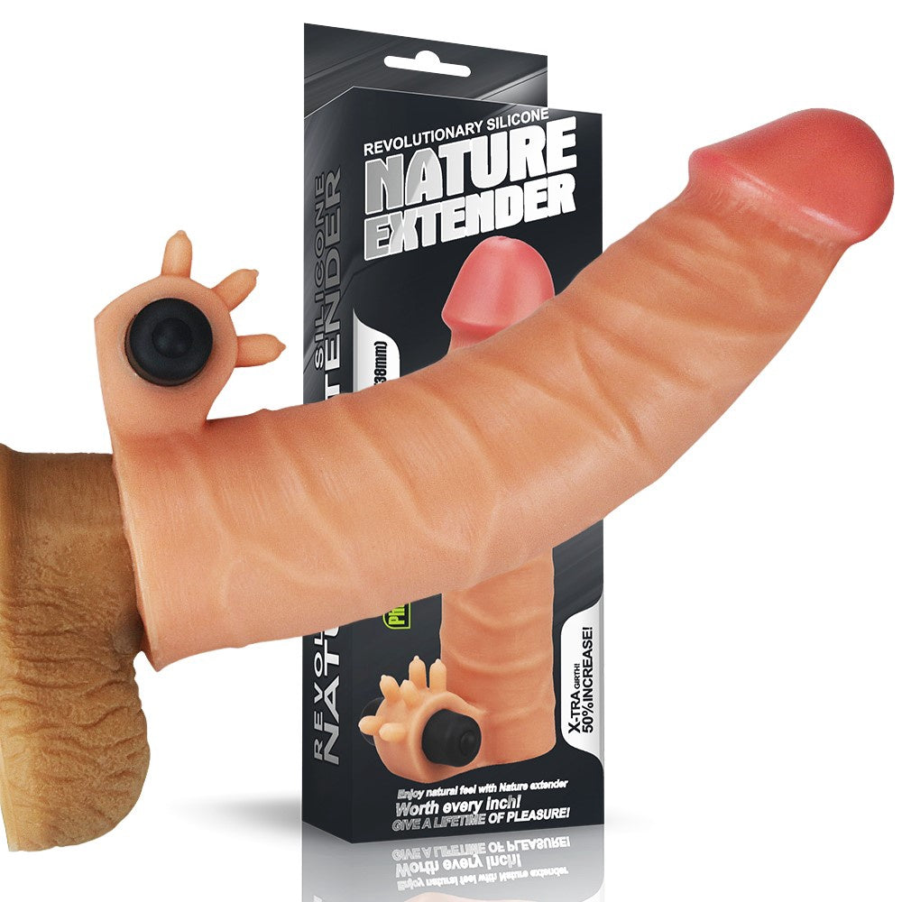 Revolutionaire Silicone Nature Extender + 1,5″ penisverlenging vibratie