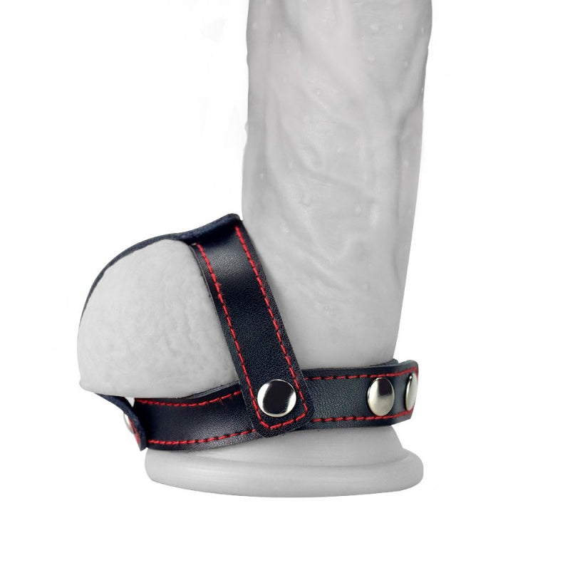 LEATHER COCKRING WITH BALL DIVIDER
