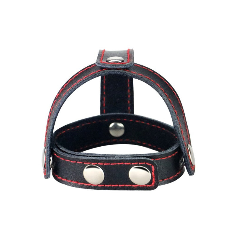LEATHER COCKRING WITH BALL DIVIDER