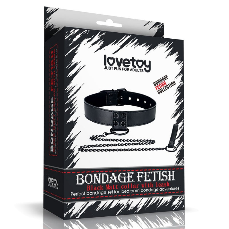 BONDAGE FETISJ ZWARTE MATTE KRAAG MET RIEM