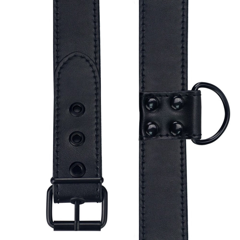 BONDAGE FETISJ ZWARTE MATTE KRAAG MET RIEM