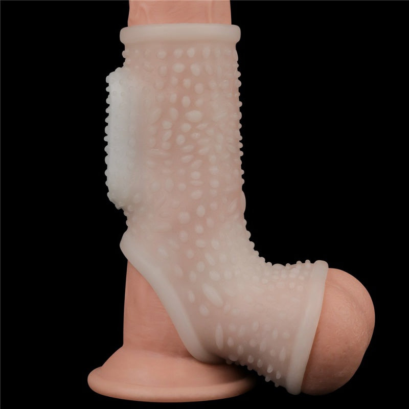 VIBRATING DRIP KNIGHTS RING WITH SCROTUM SLEE