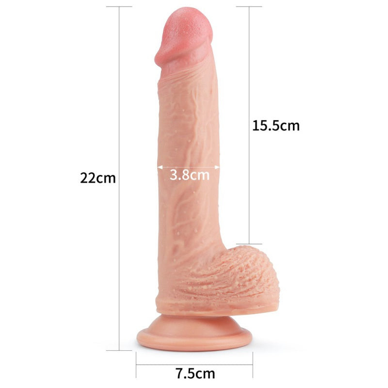 Lovetoy Adult Toy Woman Toy 8.5'' Dual-layered Silicone Dildo (Flesh)