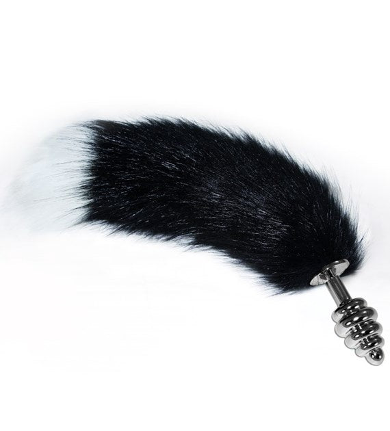 LoveToy Buttplug Met Staart Zwart/Wit