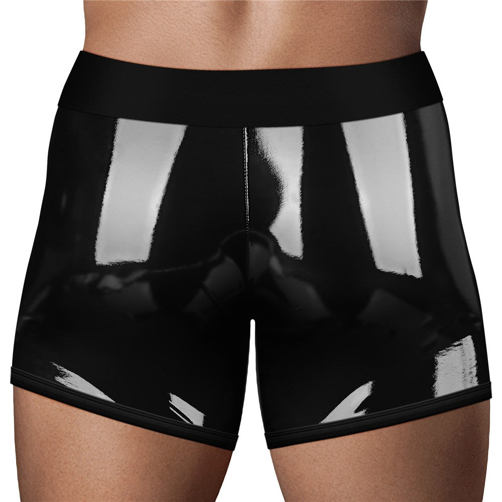 STRAP-ON SHORT BOXER VOOR MAN EN VROUW LAK ZWART