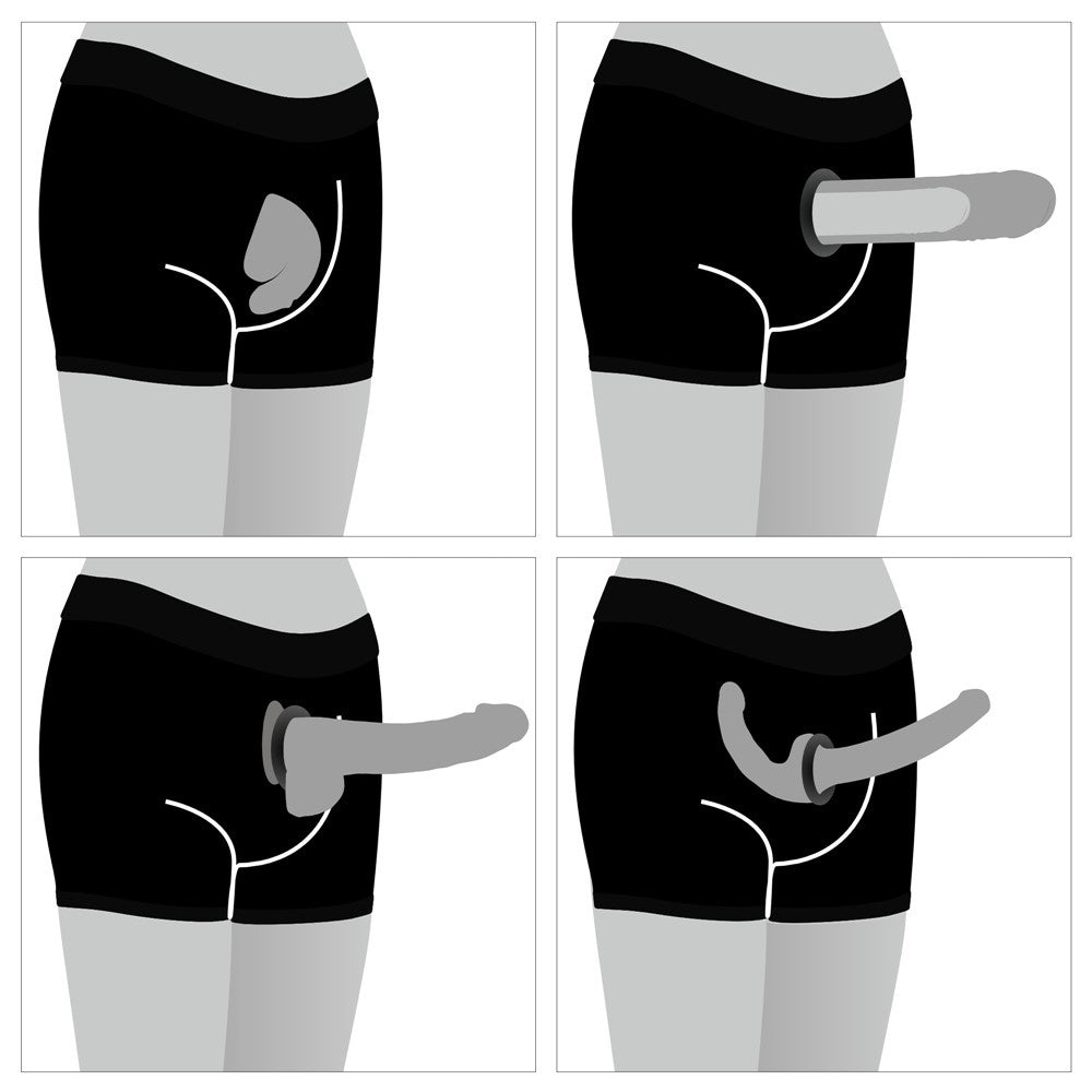 STRAP-ON SHORT BOXER VOOR MAN EN VROUW LAK ZWART