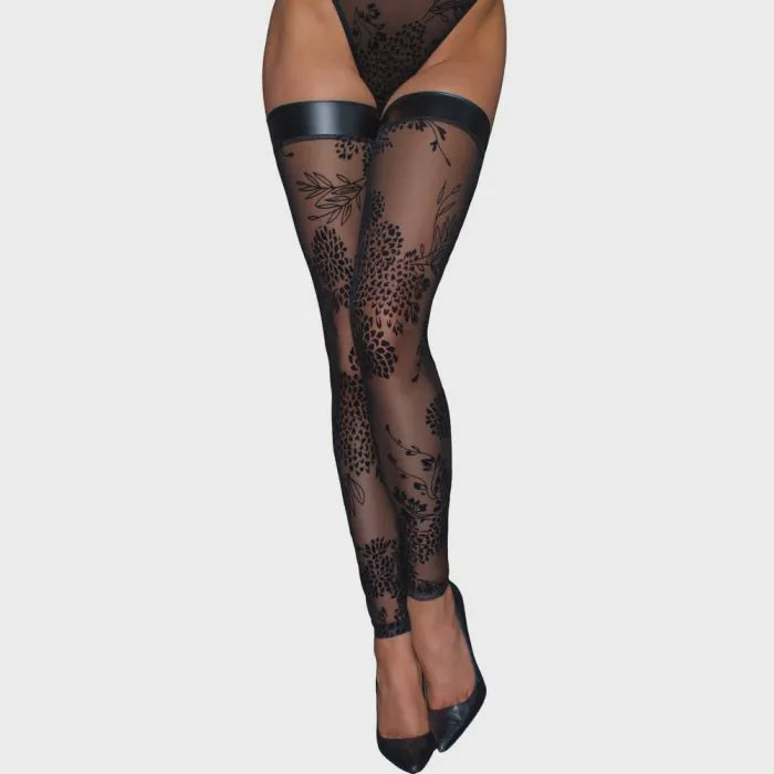 Overknees fluwelen flockprint