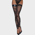Overknees fluwelen flockprint
