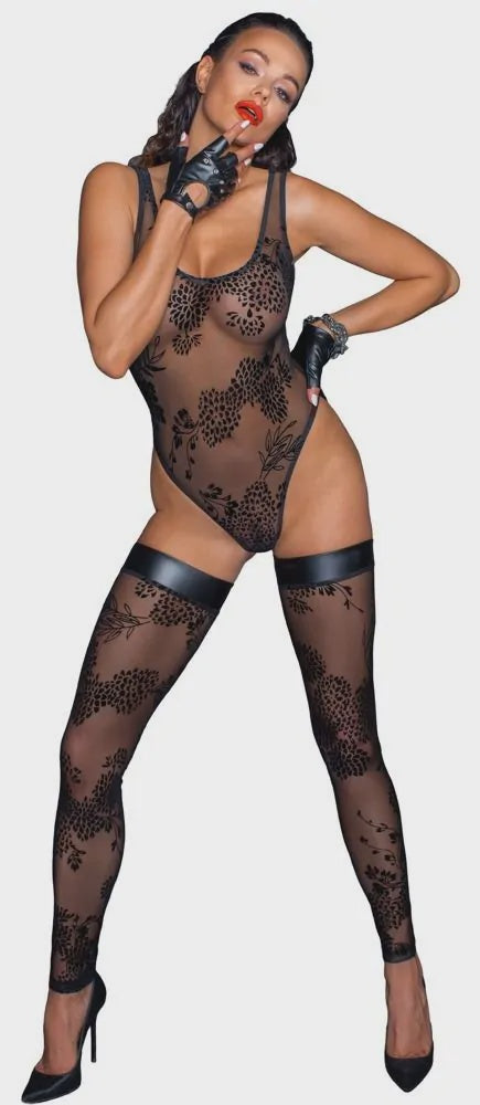 Overknees fluwelen flockprint