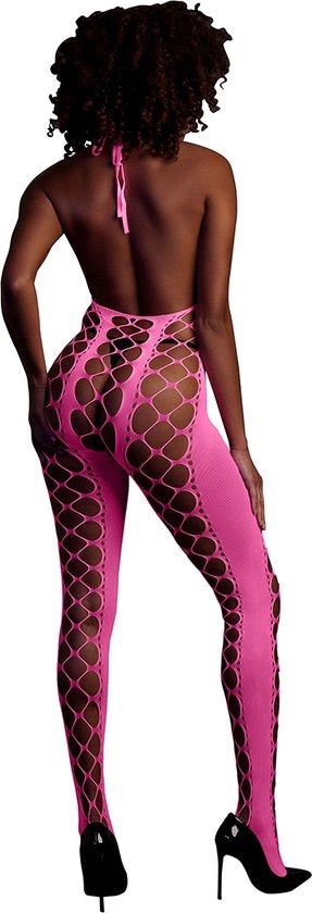 Bodystocking with Halterneck - One Size - Neon Pink