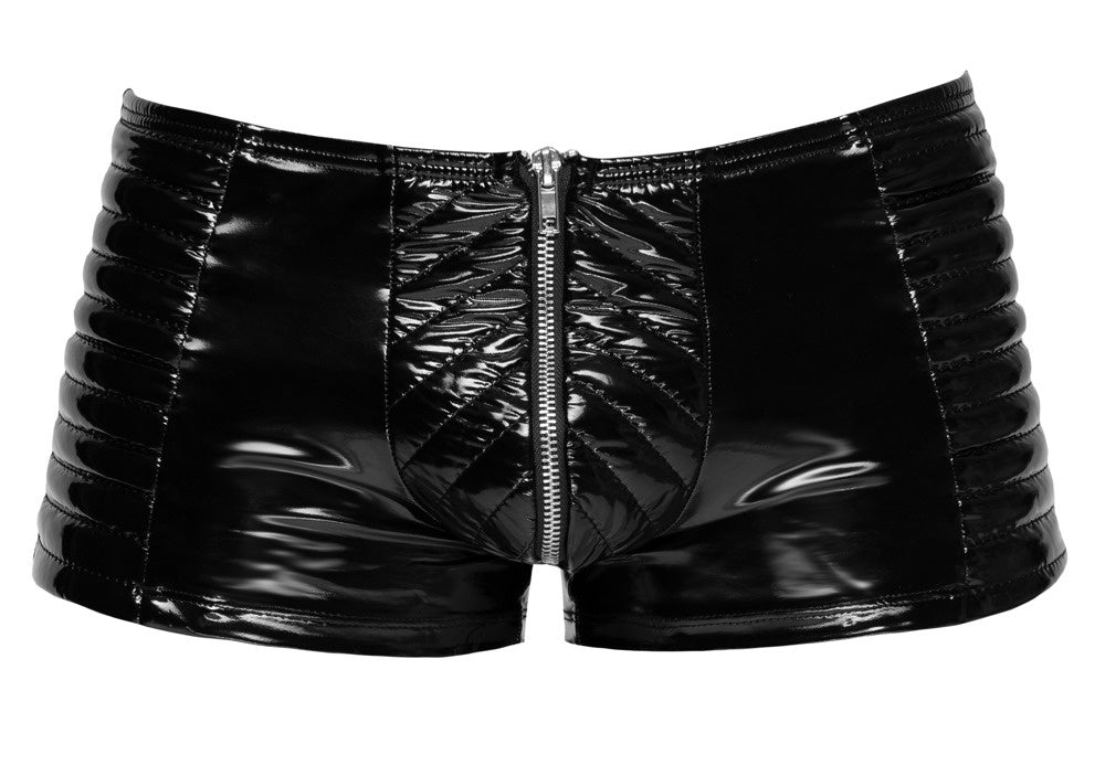 inyl Lak Wetlook Shorts met Gewatteerde Stiksels