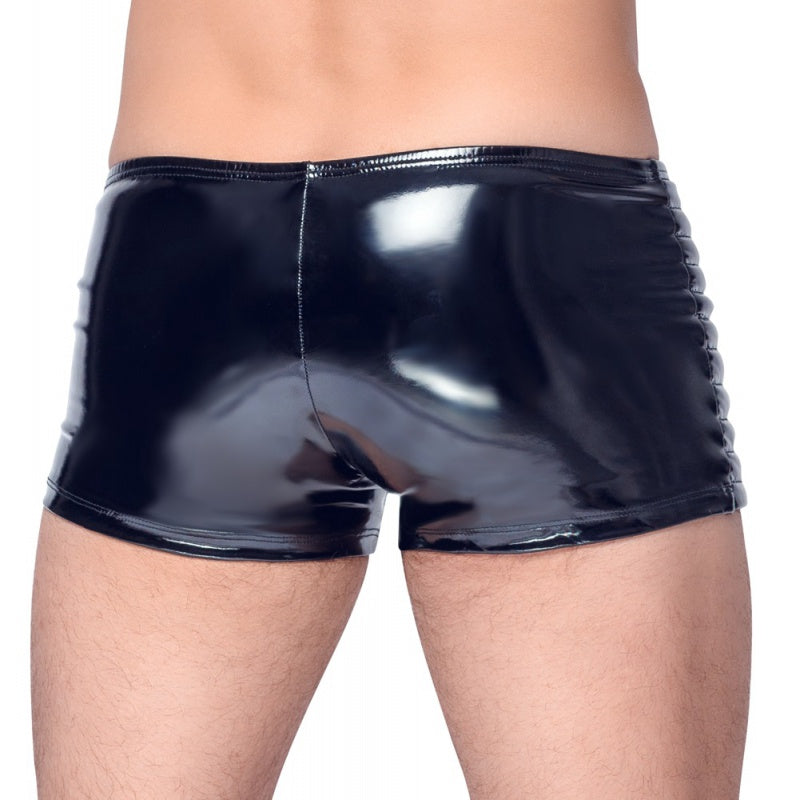 inyl Lak Wetlook Shorts met Gewatteerde Stiksels