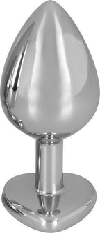 Aluminium Buttplug 85 gram met Hartvorm Basis en Rode Edelsteen  Zilver