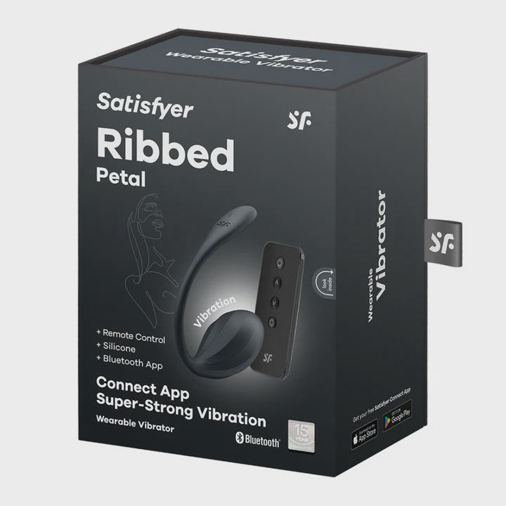 Geribbelde Petal Connect App - Draagbare Paar Vibrator Zwart