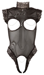 Zwarte body met open kruis en cups