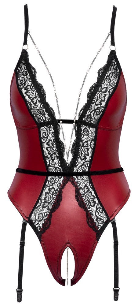 Fina Kanten Ouvert Body Rood