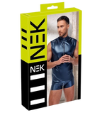 Nek Metallic Wetlook Mannen Shirt Mat
