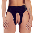 LATEX STRING ZWART S-L ZWART OPEN KRUIS