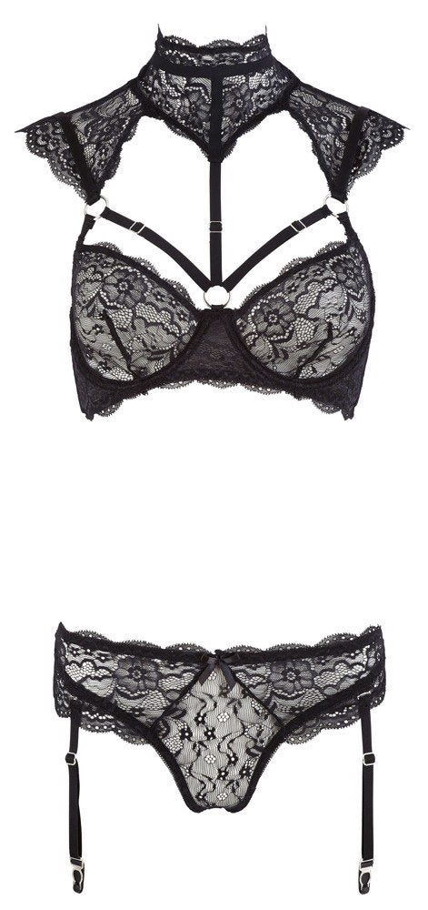 Cottelli Lingerie Set met Kanten Afwerking en Jarretelbanden