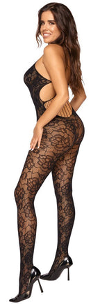 Cottelli Fantasy Bloemen Catsuit - Zwart
