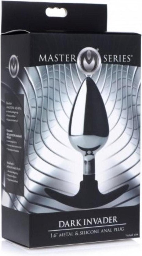 XR Brands Dark Invader Metal & Silicone Anale Plug, Klein, Zilver
