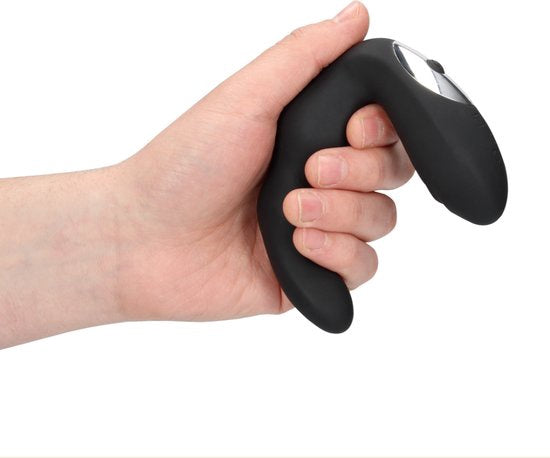 Gebogen vibrerende prostaatstimulator met afstandsbediening  zwart