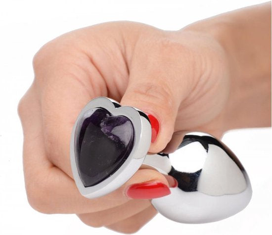 Gemstones Amethyst Heart Medium Anal Plug paars