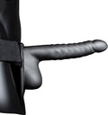 Ribbed Hollow Strap On with Balls  8" / 21 cm  Gunmetal
