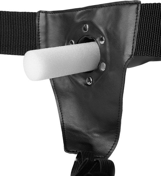 Ribbed Hollow Strap On with Balls  8" / 21 cm  Gunmetal