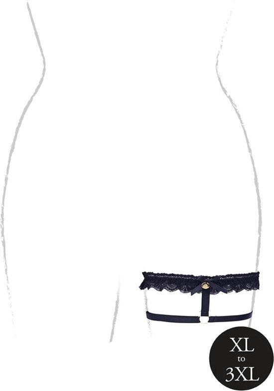Le Désir Celeste  Elastische Kanten Kousenband met Schuifregelaars en Gouden Details  Plus Size black OSX
