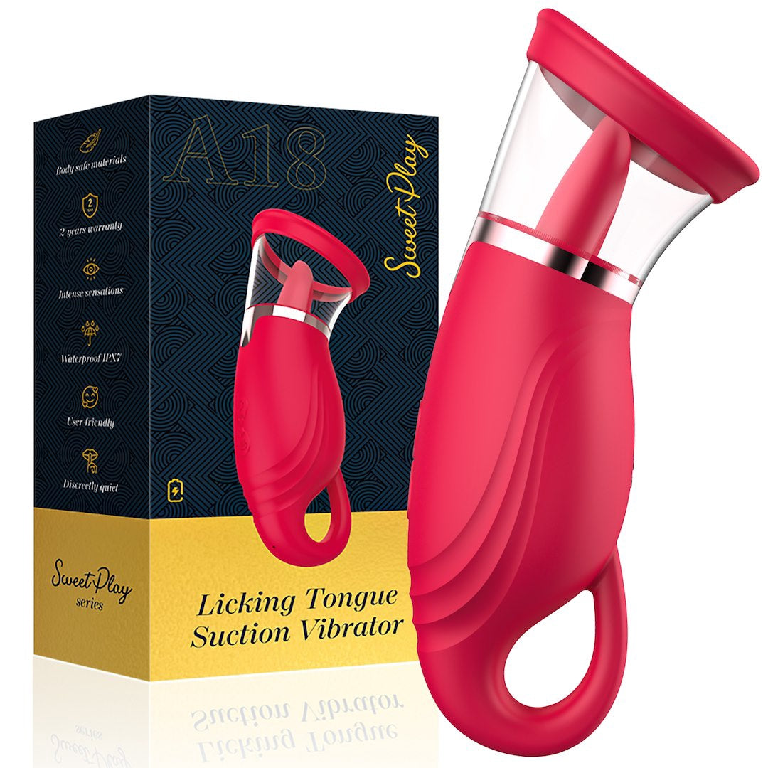 Erospace Sweet play 360° zuig vibrator met tong