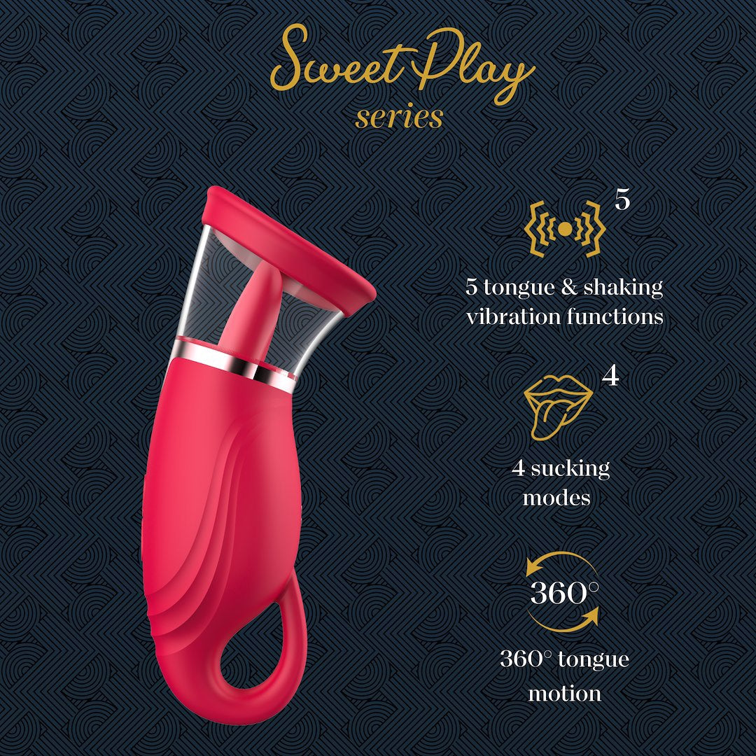 Erospace Sweet play 360° zuig vibrator met tong