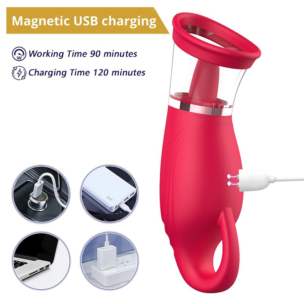 Erospace Sweet play 360° zuig vibrator met tong