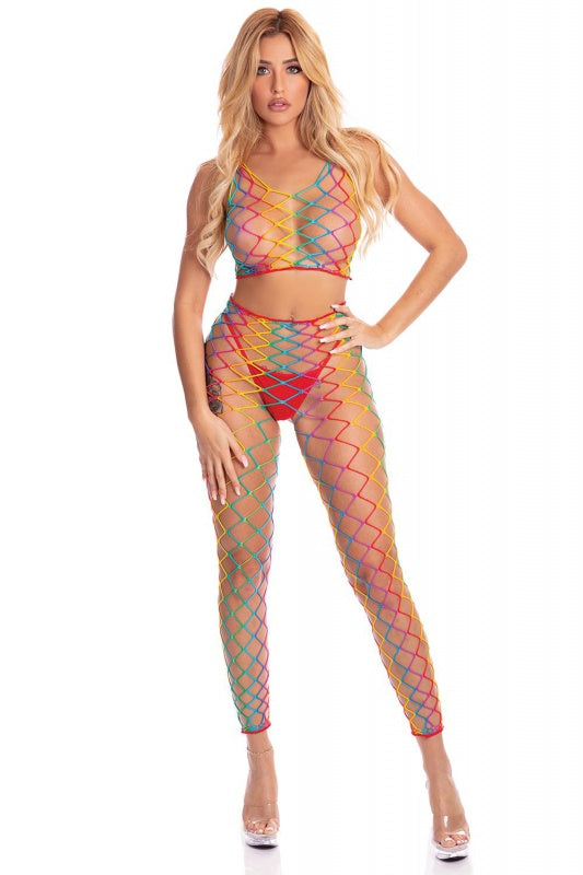 ROY G. BIV 2PC BODYSTOCKING REGENBOOG, OS
