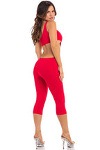 EEN SCHOUDER CROPPED CATSUIT ROOD