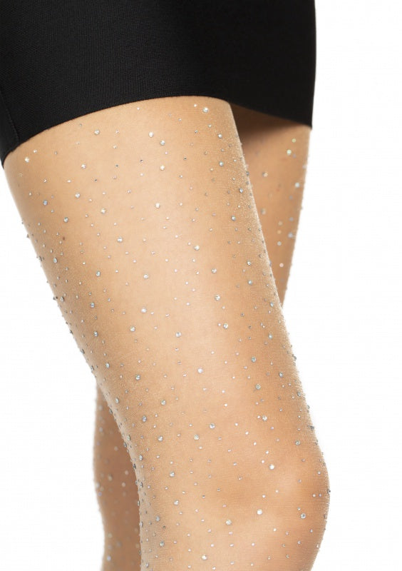 Sheer rhinestone pantyhose Huidkleur