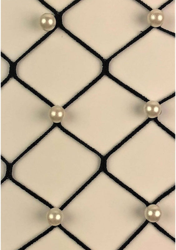 Faux pearl fence net tights
