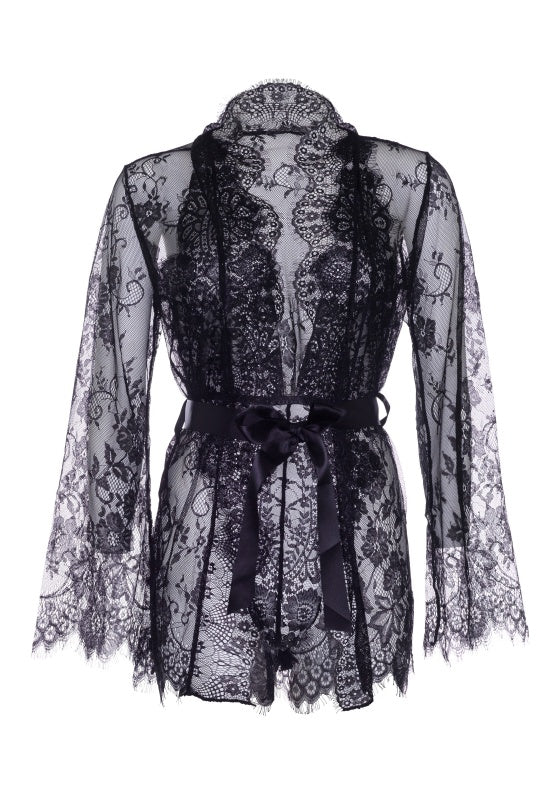 Floral lace teddy and robe