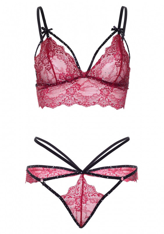 Strappy bralette en g-string Rood