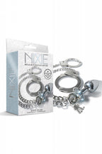 NIXIE METALEN BUTTPLUG  en ampHANDBOEIEN SET, ZILVER