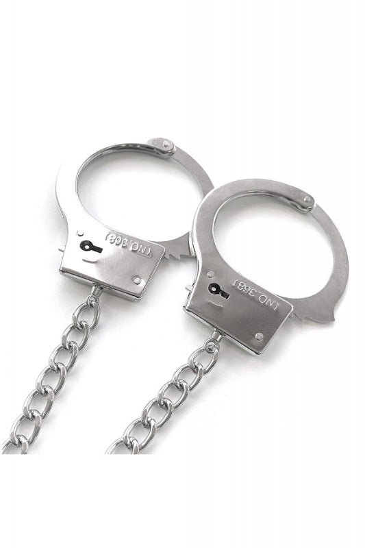 NIXIE METALEN BUTTPLUG  en ampHANDBOEIEN SET, ZILVER