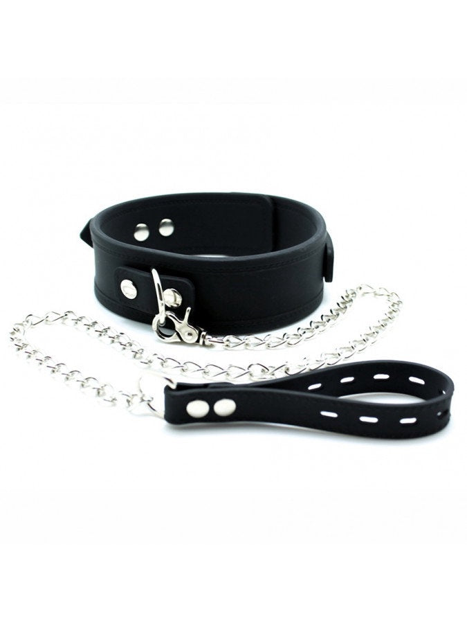 Rimba - Brede silicone halsband met hondenketting